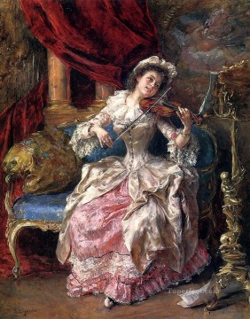Una Tarde Musical mujer Eduardo León Garrido Pinturas al óleo